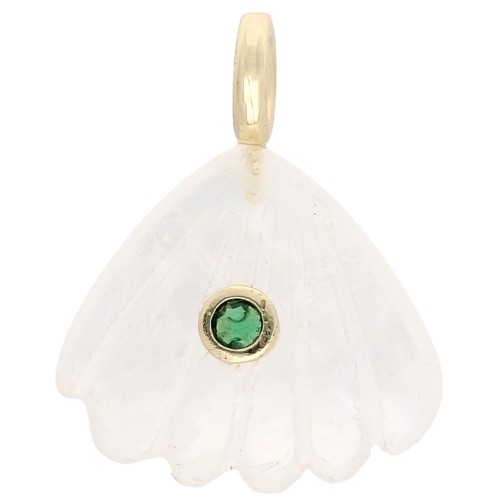 Pendentif coquillage 27x22 mm pierre gemme et Oxyde de zirconium - Pierre de lune