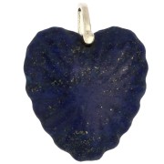 Pendentif coeur 32x30 mm en pierre gemme et CZ - Lapis Lazuli x1