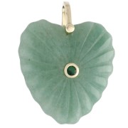 Pendentif coeur 32x30 mm en pierre gemme et CZ - Aventurine x1