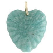 Pendentif coeur 32x30 mm en pierre gemme et CZ - Amazonite x1