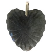 Pendentif coeur 32x30 mm en pierre gemme et CZ - Labradorite x1