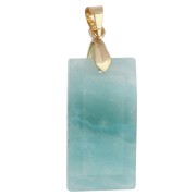 Pendentif rectange 25x13 mm pierre gemme et oeil CZ et résine époxy - Amazonite