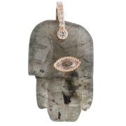 Pendentif main de Fatma 27x17 mm pierre gemme et oxydes de Zirconium - Labradorite