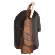 Pendentif main de Fatma 27x17 mm pierre gemme et oxydes de Zirconium Oeil de Tigre