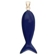 Pendentif poisson 39x11 mm résine époxy et Oxyde de Zirconium - Bleu foncé - Vert