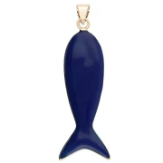 Pendentif poisson 39x11 mm résine époxy et Oxyde de Zirconium - Bleu foncé - Vert