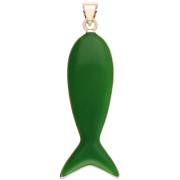 Pendentif poisson 39x11 mm résine époxy et Oxyde de Zirconium - Vert - Rouge x1