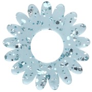 Pendentif fleur marguerite 20 mm acrylique transparent - Bleu grivré - Pailleté x1