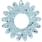 Pendentif fleur marguerite 20 mm acrylique transparent - Bleu grivré - Pailleté x1