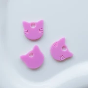 Breloque tête de chat 14.5x15.5 mm en acrylique opaque - Rose x1