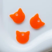 Breloque tête de chat 14.5x15.5 mm en acrylique translucide - Orange x1