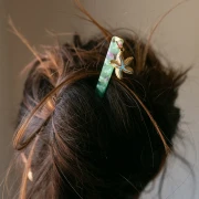 Pique à cheveux 170x9 mm avec trou - Ecaille de tortue - Marron - Noir x1