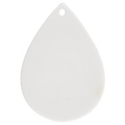 Pendentif goutte 31x22 mm en acétate - motif pois - Blanc - Noir x1