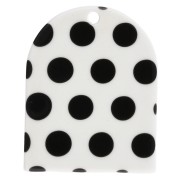 Pendentif forme arche 25x20 mm en acétate - motif pois - Blanc - Noir x1