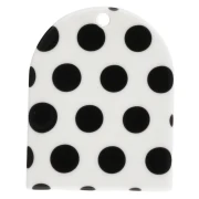 Pendentif forme arche 25x20 mm en acétate - motif pois - Blanc - Noir x1