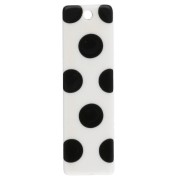 Blanc - Pendentif rectangle 27x8 mm en acétate - motif pois - Blanc - Noir x1 Pendentif rectangle 27x8 mm en acétate - motif pois - Blanc - Noir x1