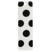 Pendentif rectangle 27x8 mm en acétate - motif pois - Blanc - Noir x1