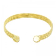 Bracelet en laiton avec 2 sertis pour cabochons ronds 8 mm doré à l'or fin x1|raw }}