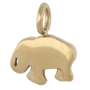 Breloque éléphant 10.5x13 mm - Acier inoxydable 316 Doré x1