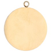 Breloque ronde 17.5 mm motif coquillage Résine époxy Acier inox 304 Doré - Bleu x1