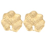 Clips d'oreilles feuille travaillé 23x26 mm - Acier inox 304 et 316 Doré x2