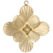 Pendentif fleur avec oxyde de zirconium 24x26.5 mm - Acier inoxydable 304 Doré x1