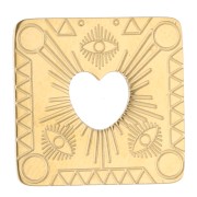 Intercalaire rectangle 18x17.3 mm avec cœur ajouré Acier inoxydable 316 Doré x1|raw }}