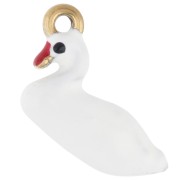 Breloque cygne 16x20 mm - Résine époxy - Acier inoxydable 304 Doré - Blanc x1|raw }}