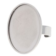 Bague réglable pour cabochon fond plat 25x18 mm - Acier inoxydable 304L x1|raw }}