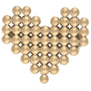 Broche cœur avec petites boules 18x20 mm - Acier inoxydable 304 Doré x1