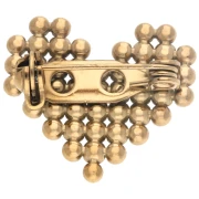 Broche cœur avec petites boules 18x20 mm - Acier inoxydable 304 Doré x1