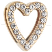 Poussoir slider coeur 15x13 mm avec strass pour lacet 10mm - Acier inox 304 Doré|raw }}
