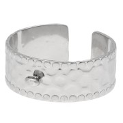 Bague large martelée réglable et anneau fermé - T.53 à 60 - Acier inox 304L x1