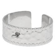 Bague large martelée réglable et anneau fermé - T.53 à 60 - Acier inox 304L x1