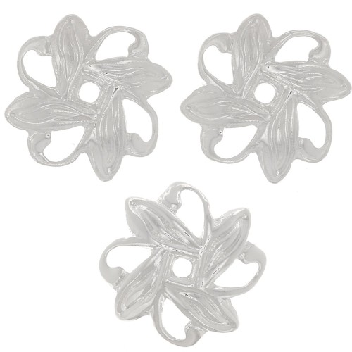 Coupelles fleurs travaillées 10 mm - Argenté x20