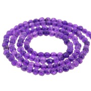 Perles rondes facettées 3.5 mm en pierre gemme teintée - Jade violette x37cm|raw }}
