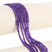 Perles rondes facettées 3.5 mm en pierre gemme teintée - Jade violette x37cm