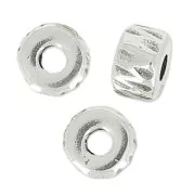 Rondelles striées en métal 5x3 mm Placage Argent fin vieilli x10