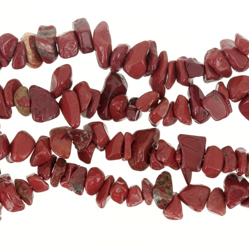 Perles chips 8 - 11 mm en pierre gemme  - Jaspe Rouge x80cm