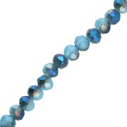 Perles rondelles facettées - rondes aplaties - 4.5x3.5 mm Bleu clair AB x38cm|raw }}