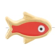 Perle poisson résine époxy oeil porte bonheur 12x8 mm - Corail - Doré x1|raw }}