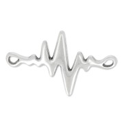 Intercalaire cardiogramme 2 trous 34x22 mm Placage Argent fin vieilli x1|raw }}