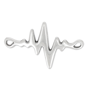 Intercalaire cardiogramme 2 trous 34x22 mm Placage Argent fin vieilli x1