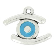 Breloque oeil porte-bonheur résine époxy 23 mm Bleu/argenté vieilli x1|raw }}