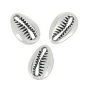 Intercalaires coquillage Cauri 12 mm Placage Argent fin vieilli x4|raw }}