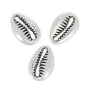 Intercalaires coquillage Cauri 12 mm Placage Argent fin vieilli x4