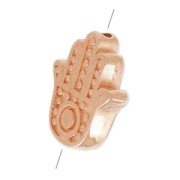 Perles main de Fatma 12x10 mm doré rose x4