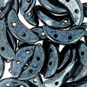 Czechmates Crescent 2 trous 3 x 10 mm Jet Hematite x5g