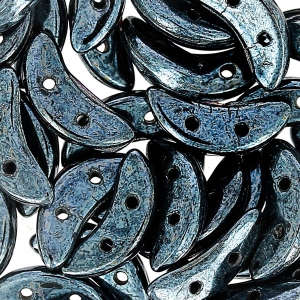 Czechmates Crescent 2 trous 3 x 10 mm Jet Hematite x5g