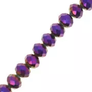 Perles rondelles facettées - rondes aplaties -8x6 mm Purple Iris x42cm